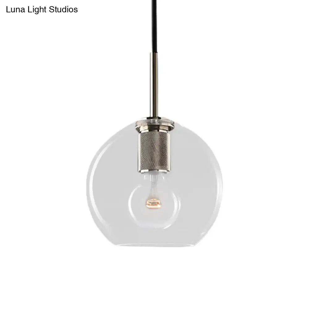 Modern Black/Brass/Chrome Pendant Lamp - 1 Light Clear Glass Ceiling Fixture