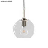 Modern Black/Brass/Chrome Pendant Lamp - 1 Light Clear Glass Ceiling Fixture