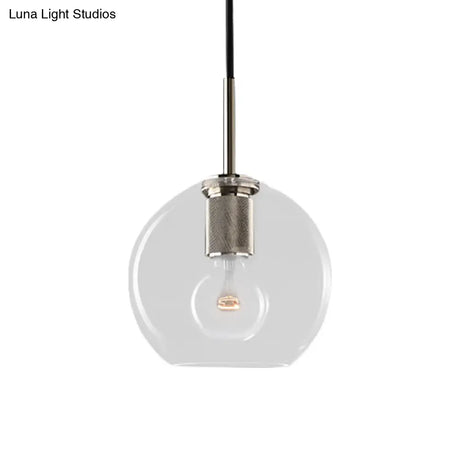 Modern Black/Brass/Chrome Pendant Lamp - 1 Light Clear Glass Ceiling Fixture
