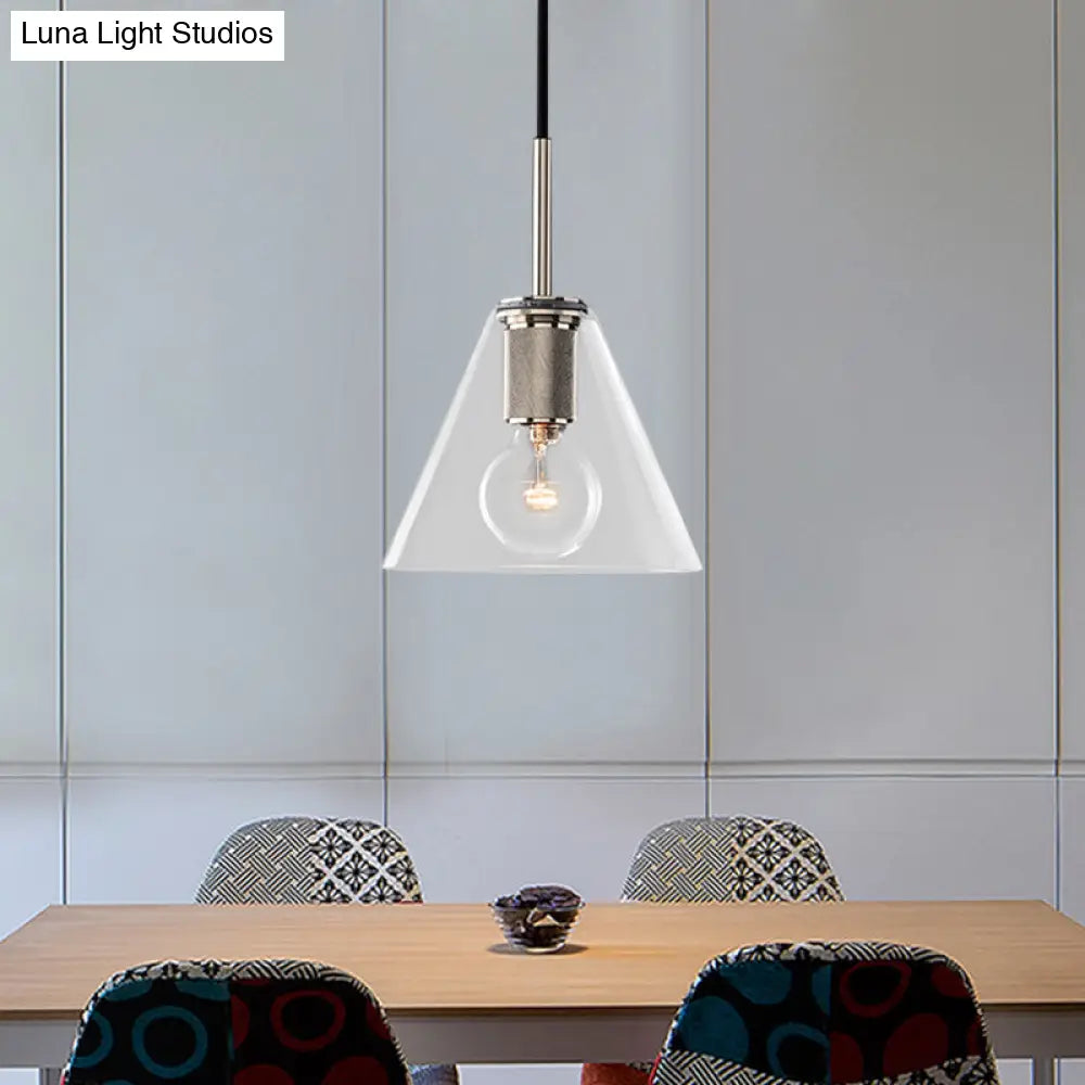 Modern Black/Brass/Chrome Pendant Lamp - 1 Light Clear Glass Ceiling Fixture