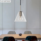 Modern Black/Brass/Chrome Pendant Lamp - 1 Light Clear Glass Ceiling Fixture