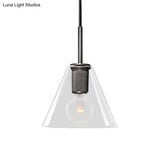 Modern Black/Brass/Chrome Pendant Lamp - 1 Light Clear Glass Ceiling Fixture
