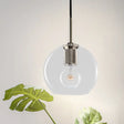 Modern Black/Brass/Chrome Pendant Lamp - 1 Light Clear Glass Ceiling Fixture Chrome / Round