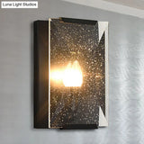 Modern Black/Brass Rectangular Sconce Light With Clear Faceted Crystal And 1 Bulb