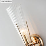Modern Black/Brass Torch Sconce With Clear Crystal Accent - Elegant 1-Light Wall Lamp