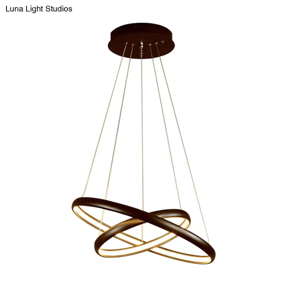 Modern Black Brown Gold Orbit Led Ceiling Light: 1/2/3-Light Acrylic Chandelier In Warm White