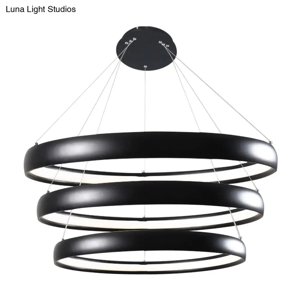 Modern Black Brown Gold Orbit Led Ceiling Light: 1/2/3-Light Acrylic Chandelier In Warm White