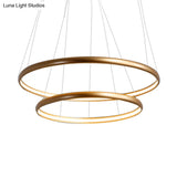 Modern Black Brown Gold Orbit Led Ceiling Light: 1/2/3-Light Acrylic Chandelier In Warm White