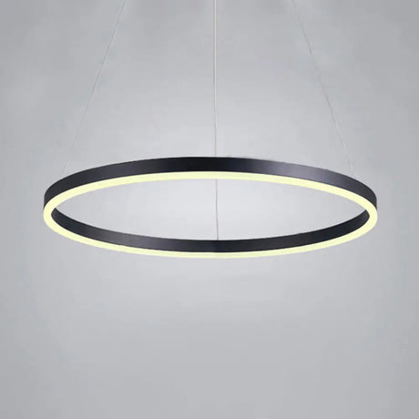 Modern Black Chandelier With Acrylic Shade - 1/2/3-Ring Living Room Ceiling Light In Warm/White /