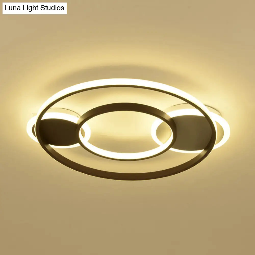 Modern Black Circle Flush Mount Led Ceiling Lamp For Child’s Bedroom