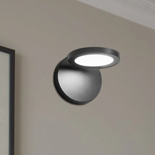 Modern Black Circular Led Wall Lamp With White/Warm Lighting And Stylish Acrylic Sconce