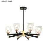Modern Black Cone Chandelier - Lattice Glass 3/6/8 Lights Ceiling Hanging Light