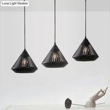 Modern Black Conical Pendant Light With 3 Suspension Lights For Dining Room