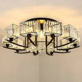 Modern Black Crystal Bedroom Ceiling Light - Rectangle Semi Flush Mount Lamp 16 /