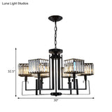 Modern Black Crystal Chandelier With Crooked Metal Frame - 6/8 Heads Clear Cubic Shades