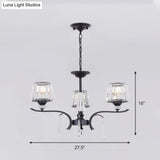 Modern Black Crystal Cone Chandelier - 3/6-Bulb Ceiling Suspension Lamp For Bedroom