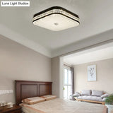 Modern Black Crystal Led Ceiling Light For Bedroom - Flush Mount Design