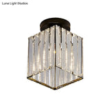 Modern Black Cube Flushmount Lighting With Clear Glass For Hallway - 1 Bulb Flush Mount Fixture