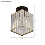 Modern Black Cube Flushmount Lighting With Clear Glass For Hallway - 1 Bulb Flush Mount Fixture