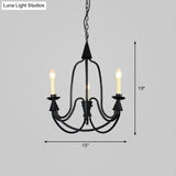 Modern Black Curved Arm Dining Room Chandelier - 3/6 Lights Metal Hanging Light Fixture