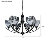 Modern Black Deer Chandelier: American Style Hanging Light With Glass — Ideal For Living Room