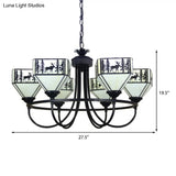 Modern Black Deer Chandelier: American Style Hanging Light With Glass — Ideal For Living Room