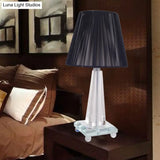 Modern Black Desk Lamp With Wide Flare Fabric Shade