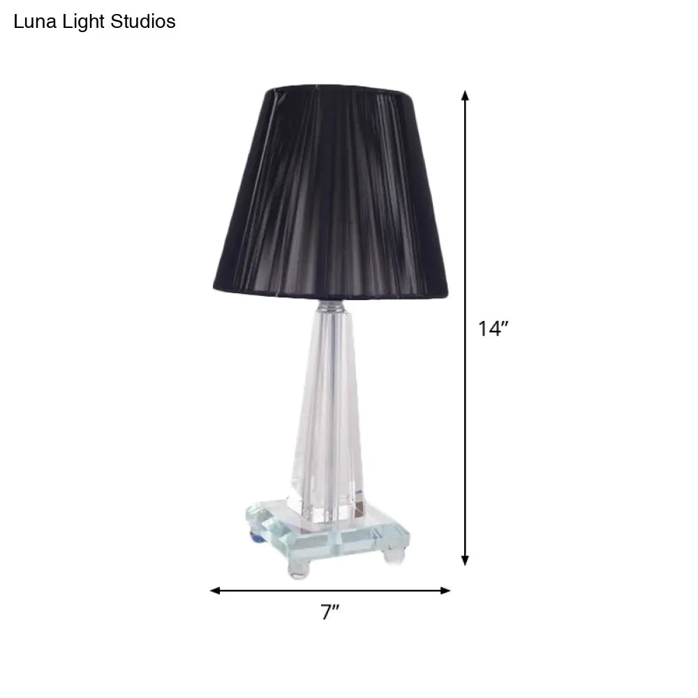 Modern Black Desk Lamp With Wide Flare Fabric Shade