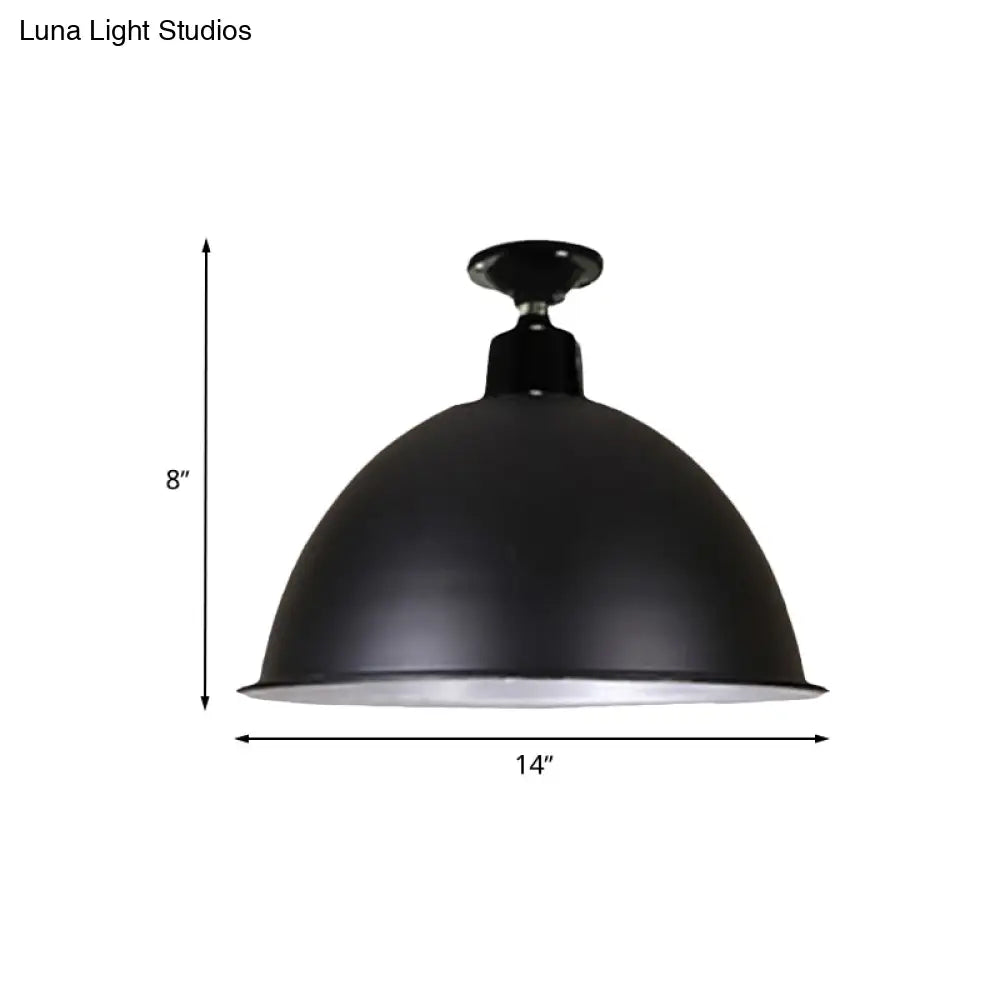 Modern Black Dome Ceiling Light For Dining Room - Loft Style 1 Head 12’/14’ Width