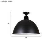 Modern Black Dome Ceiling Light For Dining Room - Loft Style 1 Head 12’/14’ Width