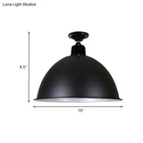 Modern Black Dome Ceiling Light For Dining Room - Loft Style 1 Head 12’/14’ Width