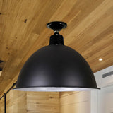 Modern Black Dome Ceiling Light For Dining Room - Loft Style 1 Head 12’/14’ Width / 12’