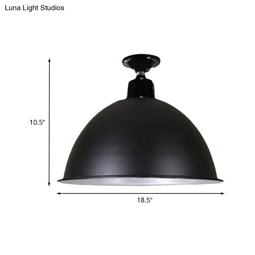 Modern Black Dome Ceiling Light For Dining Room - Loft Style 1 Head 12’/14’ Width