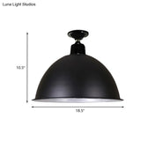 Modern Black Dome Ceiling Light For Dining Room - Loft Style 1 Head 12’/14’ Width