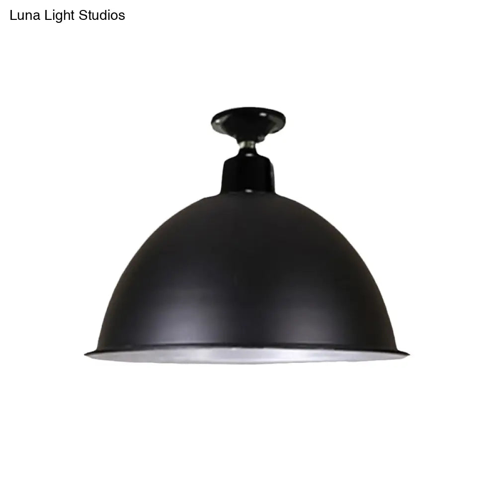 Modern Black Dome Ceiling Light For Dining Room - Loft Style 1 Head 12’/14’ Width