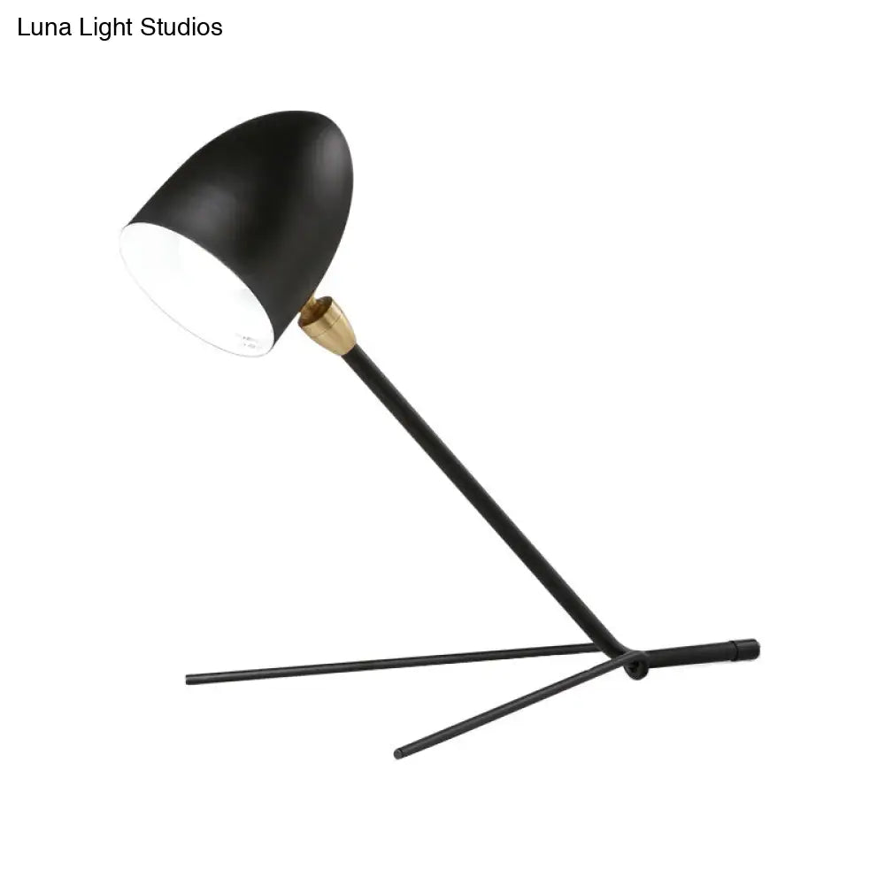 Modern Black Dome Task Light With Metal Shade - Ideal Reading Book Lamp