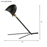 Modern Black Dome Task Light With Metal Shade - Ideal Reading Book Lamp