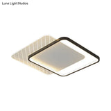 Modern Black Dual-Square/Round Flushmount Led Ceiling Light With Warm/White/3 Color
