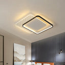 Modern Black Dual-Square/Round Flushmount Led Ceiling Light With Warm/White/3 Color / White Square