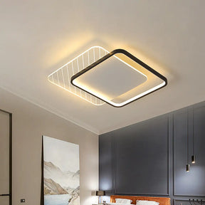 Modern Black Dual-Square/Round Flushmount Led Ceiling Light With Warm/White/3 Color / White Square