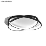 Modern Black Ellipse Crossed Ceiling Light - Thin Flush Mount Led Lighting For Bedroom Warm/White