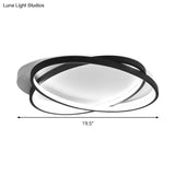 Modern Black Ellipse Crossed Ceiling Light - Thin Flush Mount Led Lighting For Bedroom Warm/White
