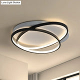 Modern Black Ellipse Crossed Ceiling Light - Thin Flush Mount Led Lighting For Bedroom Warm/White