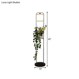 Modern Black Fabric Drum Floor Lamp With Clear Glass Pot Deco - 1/2-Light Lighting For Warehouses