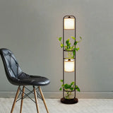 Modern Black Fabric Drum Floor Lamp With Clear Glass Pot Deco - 1/2-Light Lighting For Warehouses 2