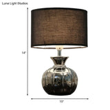 Modern Black Fabric Table Lamp With Ceramic Base - Nightstand Lighting
