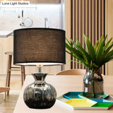 Modern Black Fabric Table Lamp With Ceramic Base - Nightstand Lighting