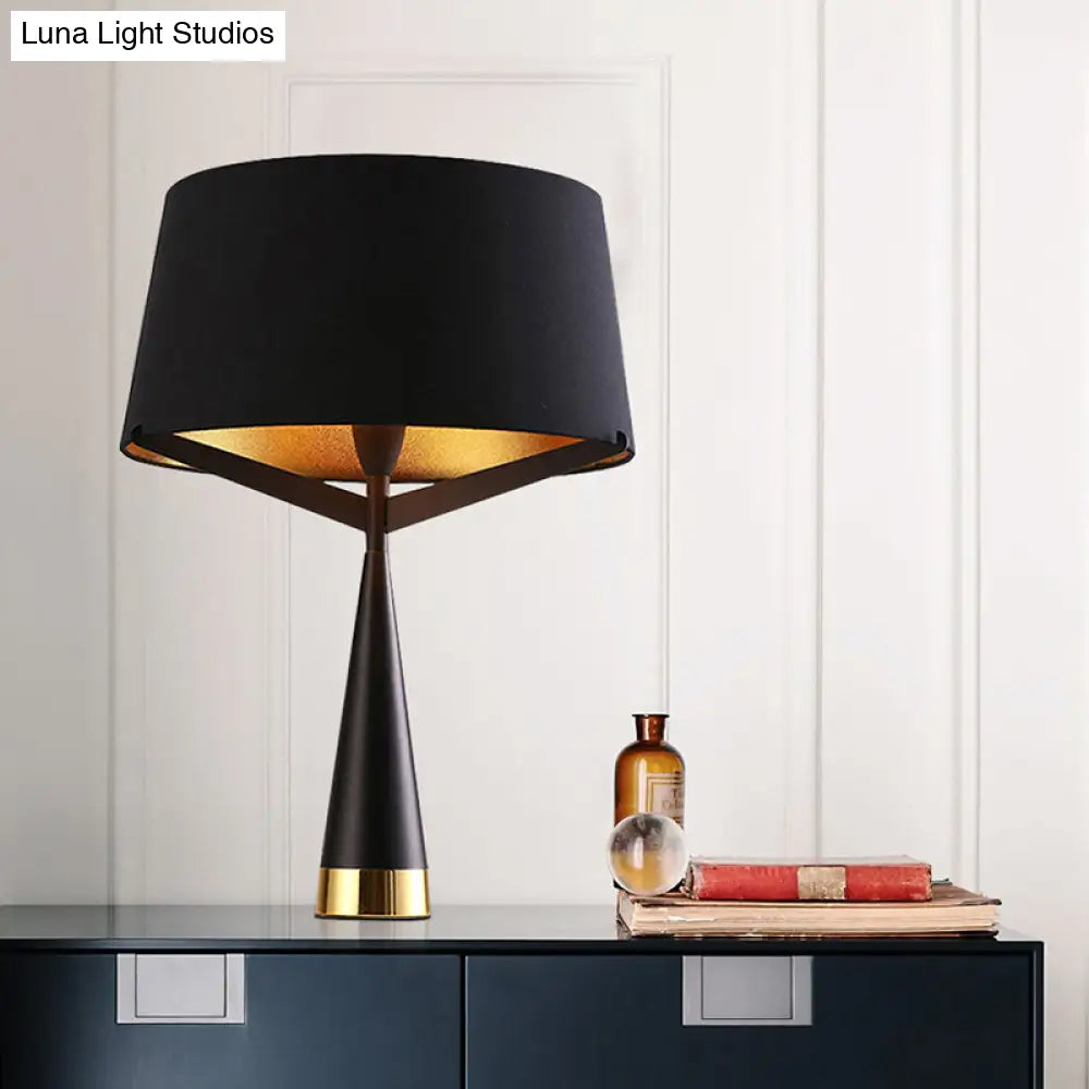 Modern Black Fabric Table Light With Empire Shade - Perfect For Living Room Nightstands