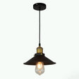 Modern Black Flared Shade Hanging Light With Metallic Finish - Restaurant Pendant Fixture (1 Bulb)