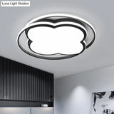 Modern Black Floral Led Ceiling Lamp For Minimalistic Bedroom Lighting